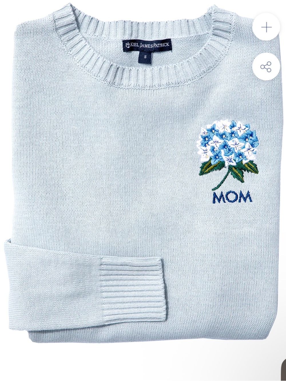 Kiel James Patrick Hydrangea Light Blue Embroidered Sweater M with initials HEB - Picture 3 of 11